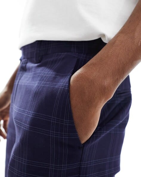 Buy Navy Blue Trousers \u0026 Pants for Men by ASOS DESIGN Online | Ajio.com