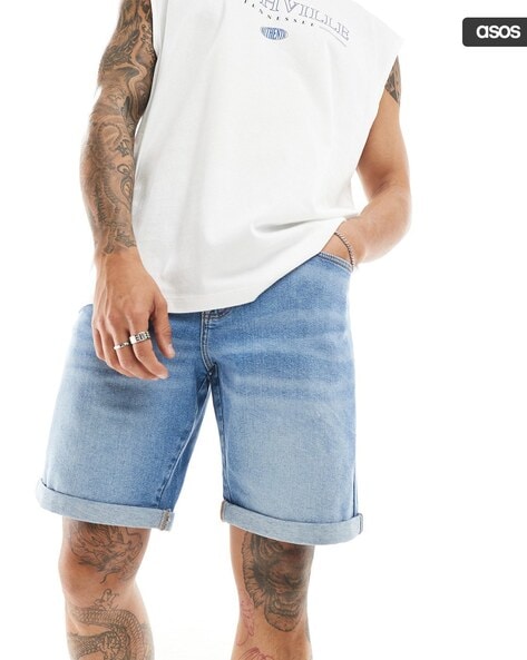 Buy Blue Shorts 3 4ths for Men by ASOS DESIGN Online Ajio