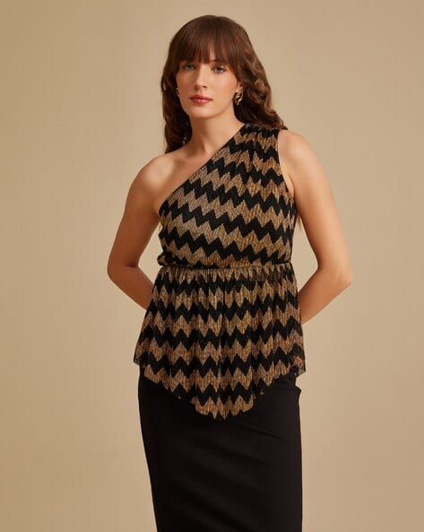 Kazo Women Chevron Print Slim Fit Top