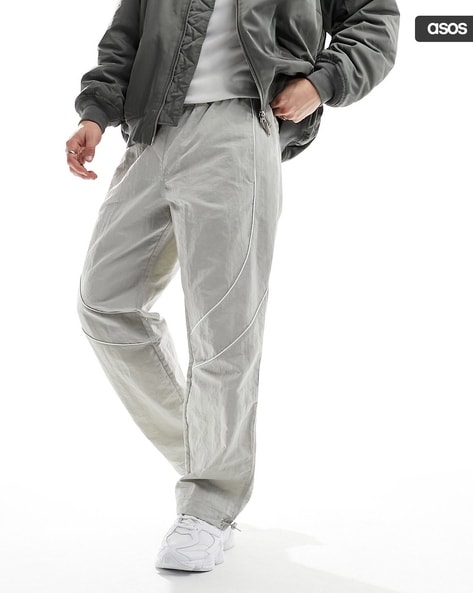 Men Baggy Track Pants with Contrast Piping