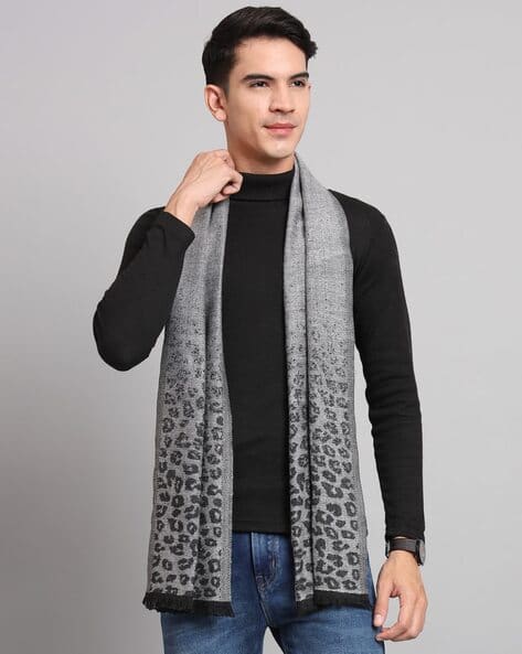 Men Scarf with Fringe Hem