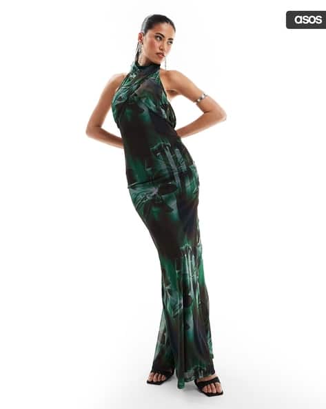 Women Mesh Sleeveless Wrap Front Maxi Dress