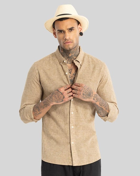 Men Slim Fit Shirt with Full Sleeves