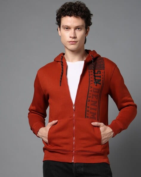 Men Brand Print Slim Fit Hoodie