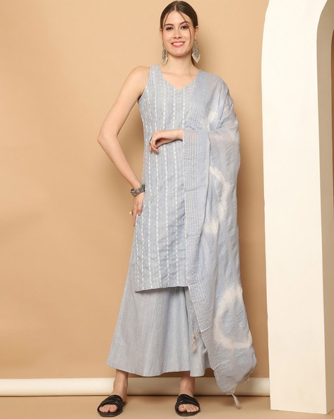 Women Striped Straight Kurta Set Price in India