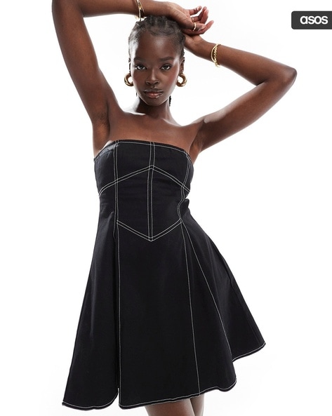 Asos black strapless unwavering dress