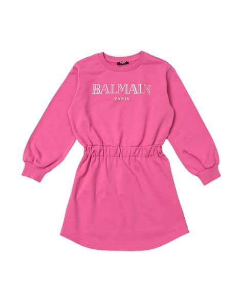 Buy Balmain Kids Girls Brand Print Round-Neck A-Line Dress | Pink Color  Girls | AJIO LUXE