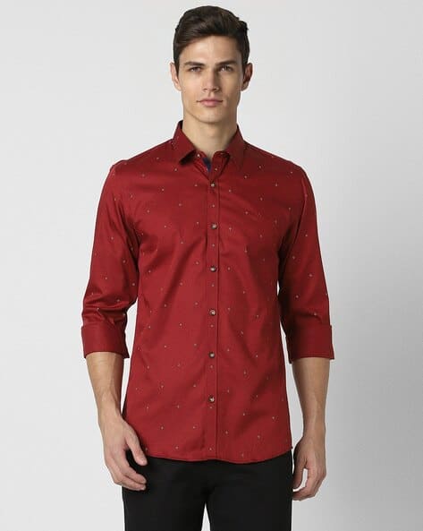 Men Printed Celebration Slim Fit Cotton Shirt