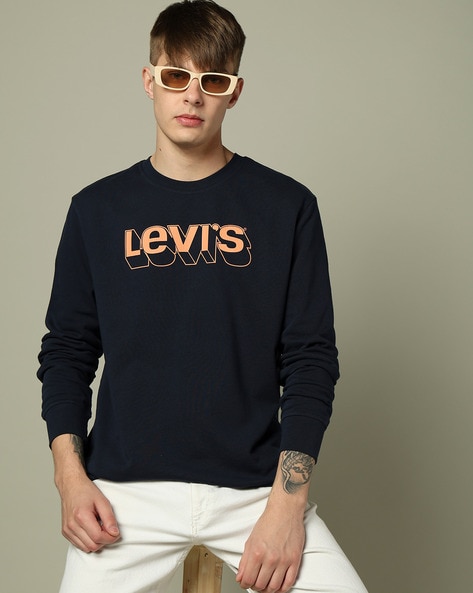 Men Brand Print Regular Fit Sweatshirt