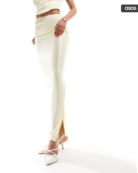 ASOS DESIGN Women Ruched Twill Maxi Skirt