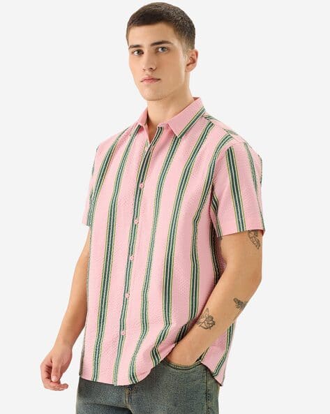 TSS Originals Azalea|The Souled Store  - Men Striped Regular Fit Shirt with Spread Collar