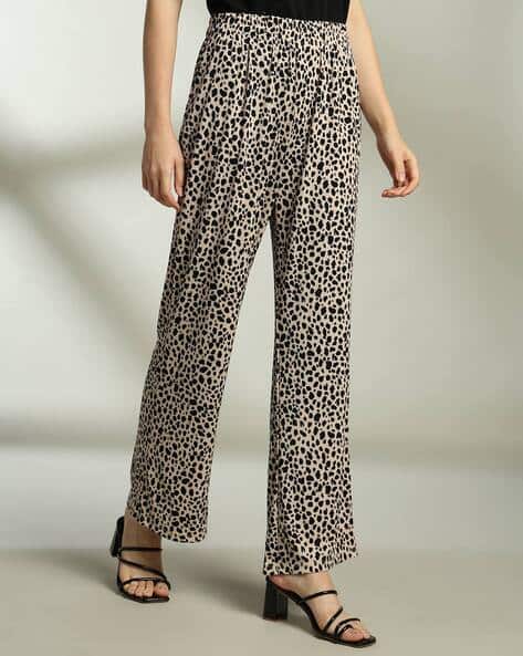 Women Animal Print Wide Leg Trousers