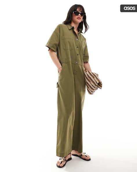 Women Boilersuit with Contrast Stitch
