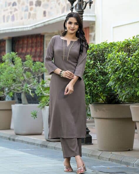 SVARAA Embroidered Straight Kurta Set
