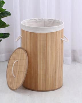 usha shriram Foldable Bamboo Laundry Basket with Lid-picture-47