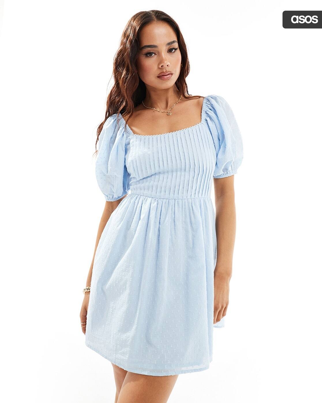 asos pastel blue dress ASOS DESIGN satin long sleeve maxi dress with central ruched skirt in pale blue