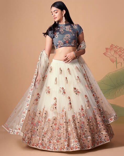 Embellished Embroidered Lehenga Choli Set with Dupatta
