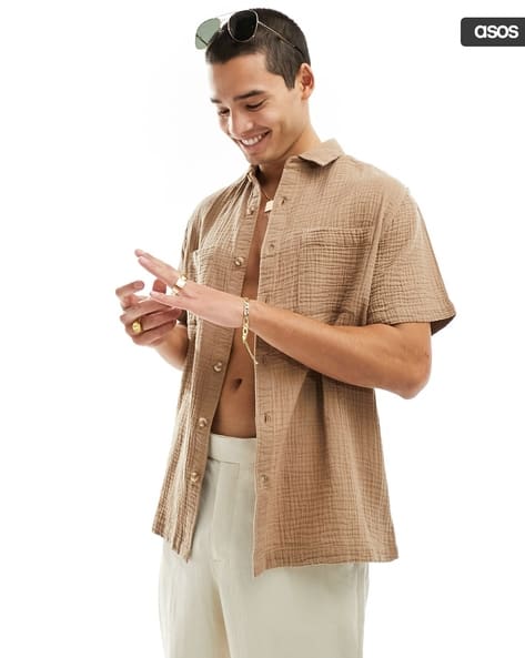 Men Checked Relaxed Fit Revere Shirt