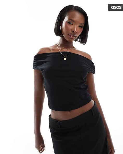 asos black off the shoulder top