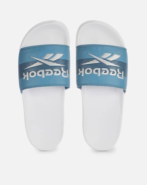 Brand Print Slip-On Slides Sandals