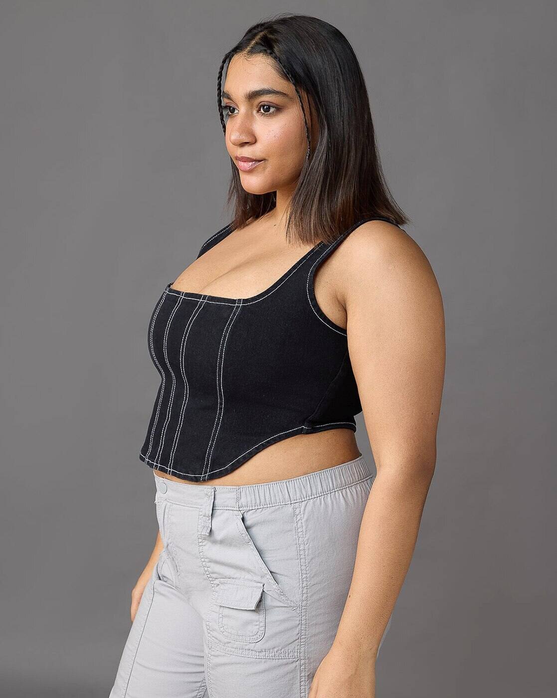 Buy Freakins Women Fitted Cotton Corset Top Online | Ajio.com