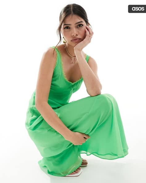 asos design scoop neck raw edge bias maxi dress ASOS DESIGN Tall scoop neck raw edge bias maxi dress with hi low hem and buckle detail back in black