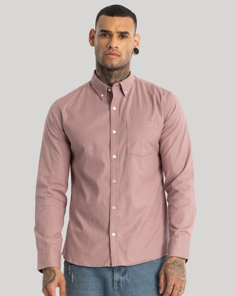 Men Slim Fit Shirt with Patch Pocket