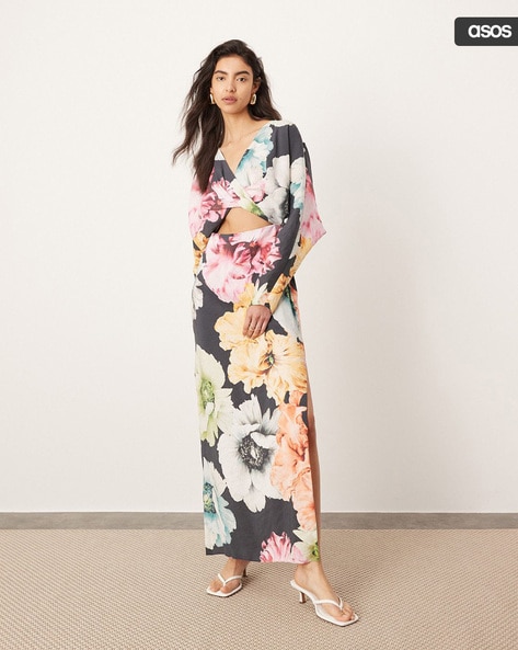 Asos design twist midi dress with kimono sleeve best sale