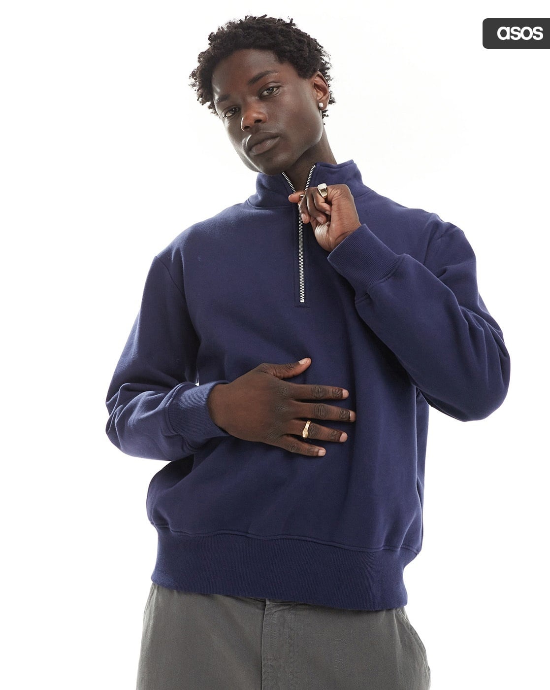 Quarter Zip Sweater Asos Mens Black Jumper ASOS DESIGN Muscle Fit