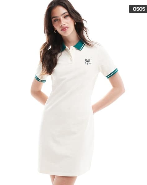 Women Contrast Tipping T-Shirt Dress