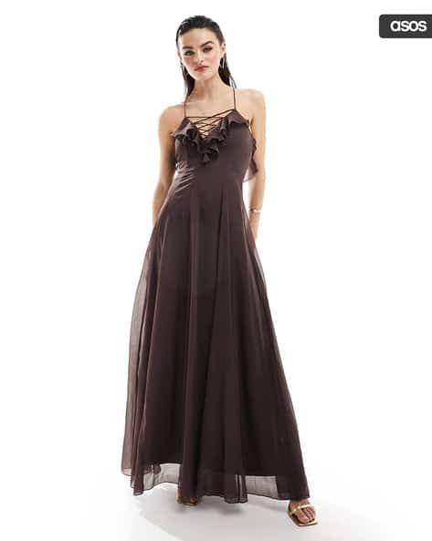 Buy ASOS DESIGN Women Lace-Up Ruffle Godet Ma... Online | Ajio.com
