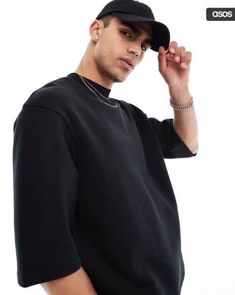 Men Oversized Fixed Hem Short Sleeve Sweatshirt