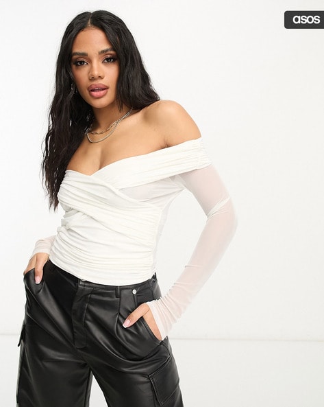 Asos white wrap top online