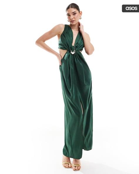 Asos green silk dress deals