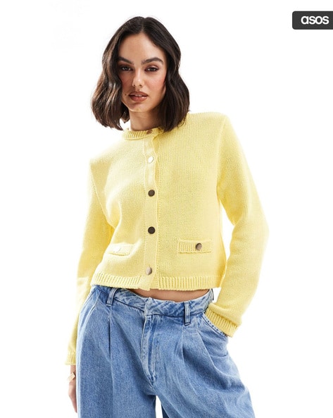 Womens Sweaters Yellow Cardigan With Pockets Talbots Sweater