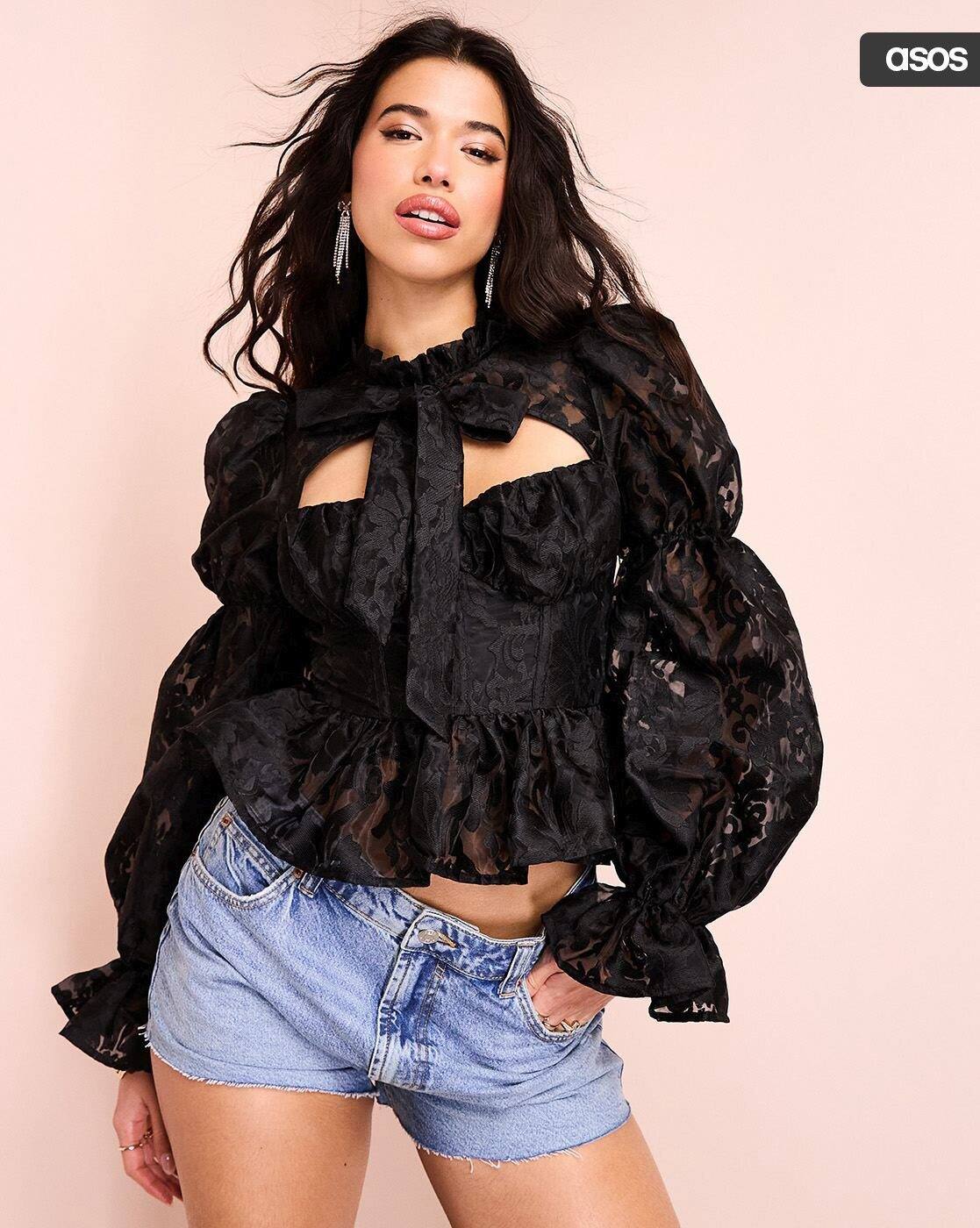 asos black lace top