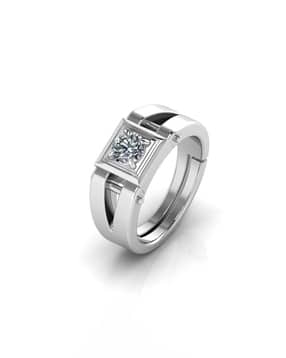 Men Sterling Silver Stone-Studded Ring