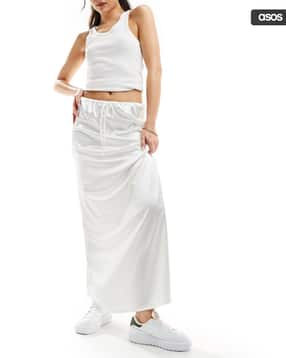 asos design Women Twill Ruched Tie-Waist Maxi Skirt-picture-47
