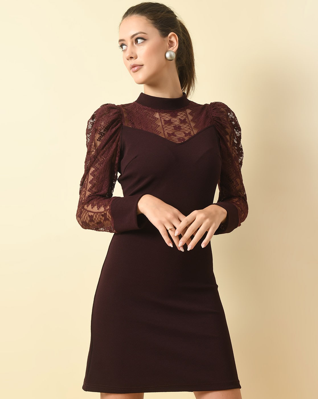 Buy Wine Dresses for Women by MOSHE Online | Ajio.com