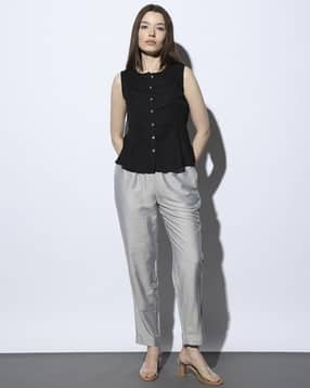 svrnaa by azorte Women Tapered Fit Pants with Insert Pockets-picture-10