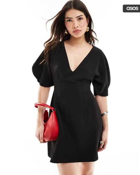 Women V-Neck Mini Sheath Dress