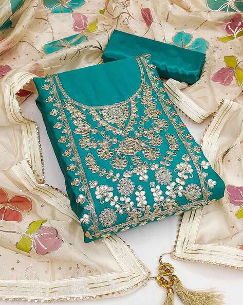 Embellished Unstitched Dress Material Price in India