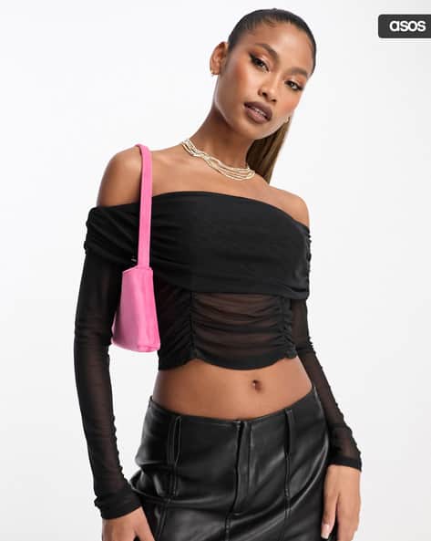 asos black bardot top