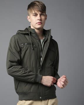 fort collins Men Regular Fit Bomber Jacket with Detachable Hood-picture-26