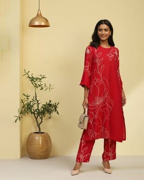 biba Women Floral Print Kurta & Pants Set-picture-12