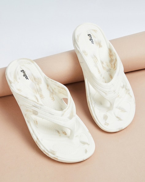 Buy Off White Flip Flop Slippers for Women by Ginger by lifestyle Online Ajio