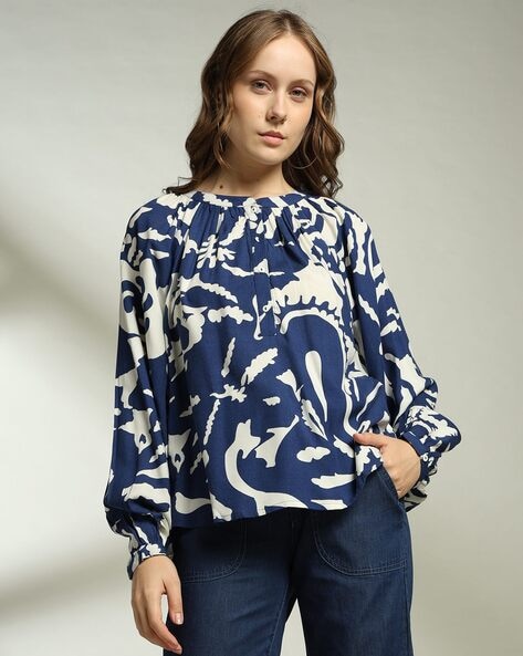 Women Printed Round-Neck Top