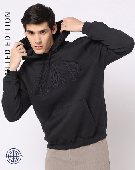 Men Brand Embroidered Regular Fit Hoodie