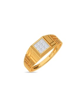 Yellow Gold Diamond Studded Ring - Casual Wear Ring For Him-image-38