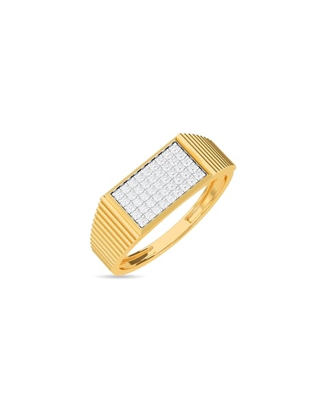 Kisna Jewellery Yellow Gold Diamond Studded Ring - Classic Gold Diamond Ring